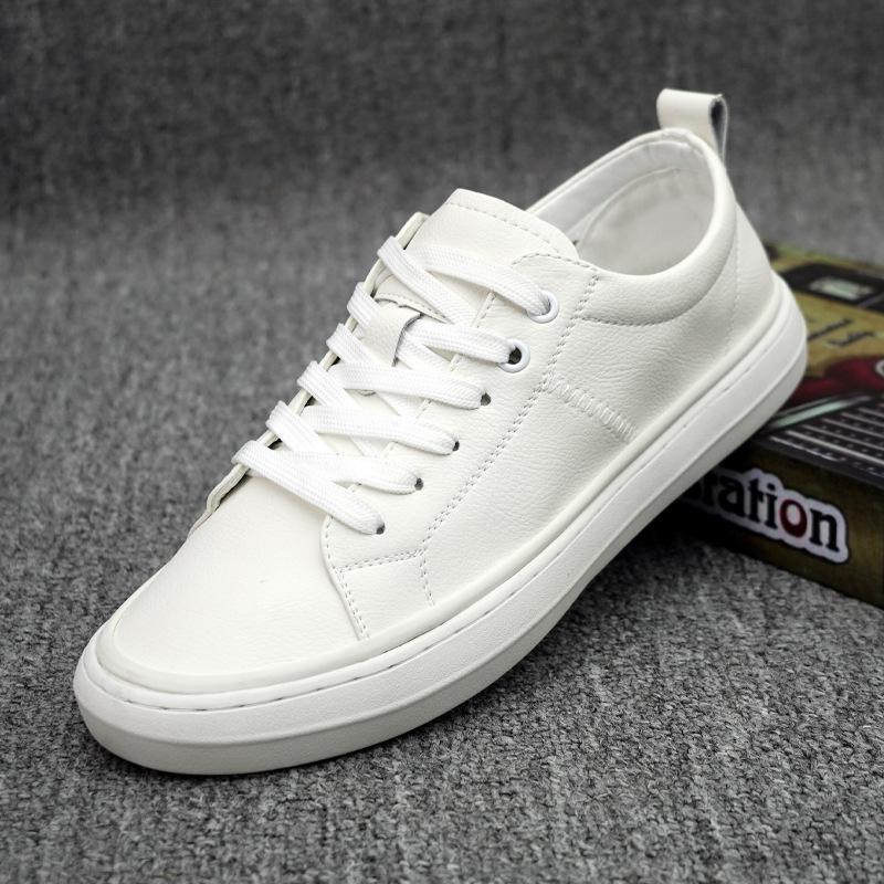Stylish and All-match Men's White Trendy Breathable Non-Slip Soft Leather Casual Shoes